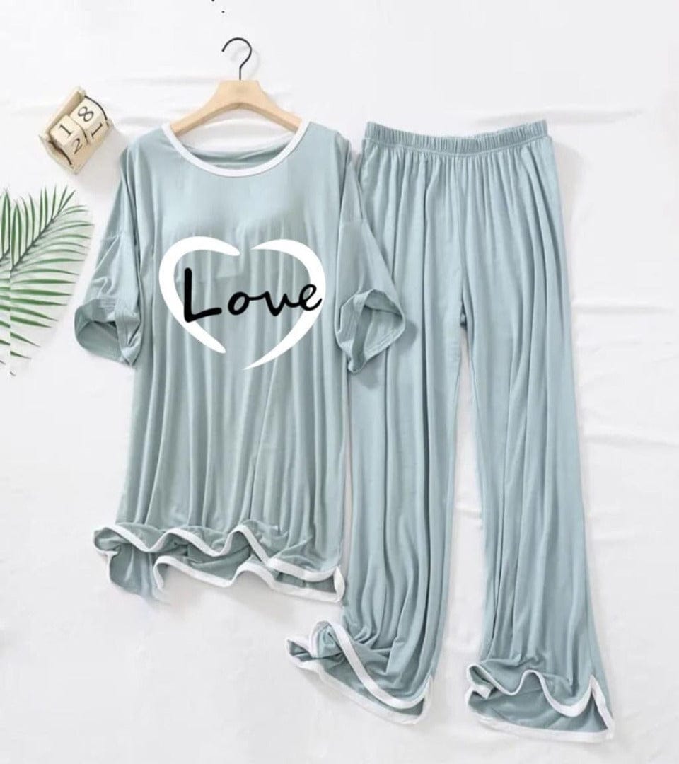 LOVE HEART PRINTED TRENDY LOUNGE WEAR FOR WOMEN