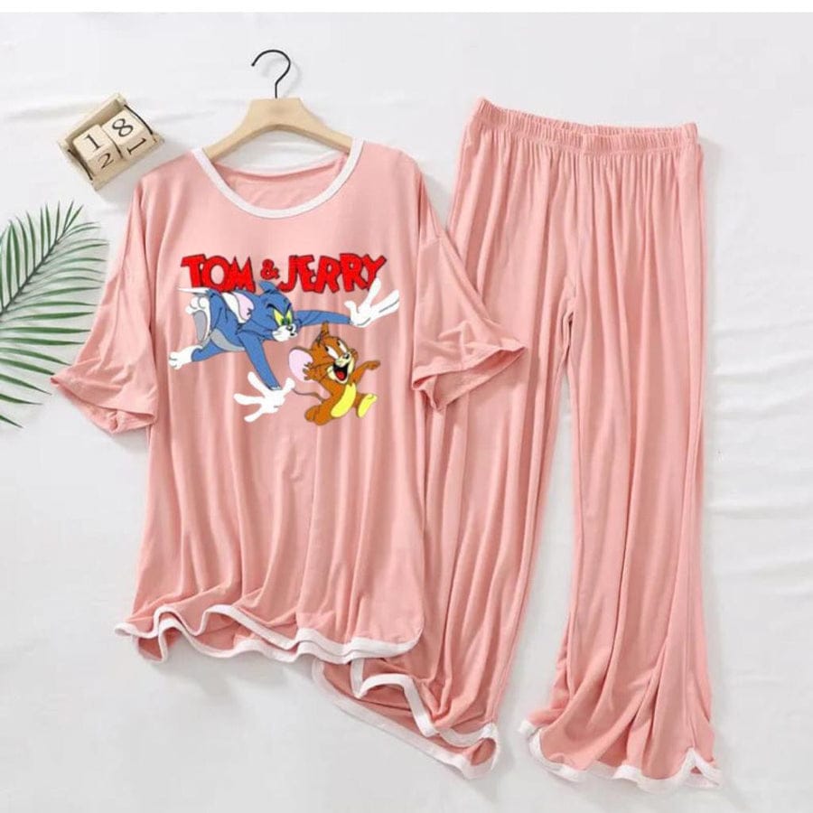 TOM AND JERRY PRINTED TRENDY LOUNGE WEAR FOR WOMEN