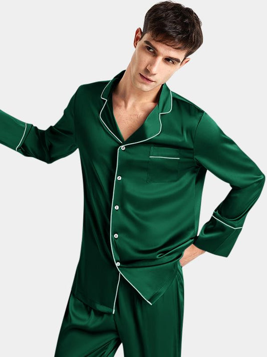 Mens Satin Silk Button Home Wear Set