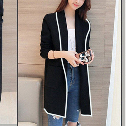 Women Lapel Casual Long Fleece Coat