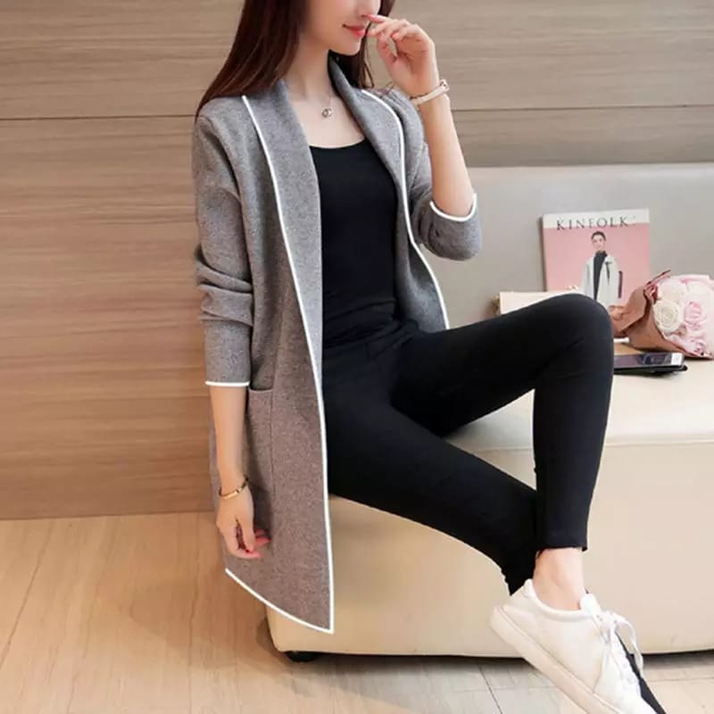 Women Lapel Casual Long Fleece Coat